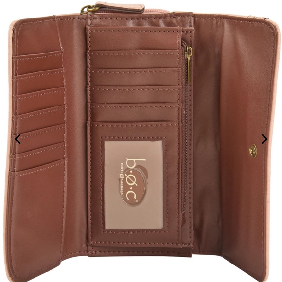 BOC Embossed Saddle pink Leather Tri-Fold Large Wallet MAKE OFFER - Picture 3 of 7